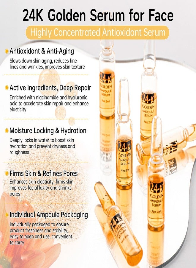 mopayzer 24K Gold Serum Ampoule, Anti Aging 24K Gold Serum for Face, Moisturizes & Soothes Skin, Boosts Firmness & Hydration, Golden Foil Particles Reduces Fine Lines, Wrinkles, Dryness, 3 Boxes of 21 - Image 2